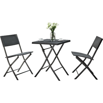 Kondela FARUK Záhradný ratanový set 1+2, čierna