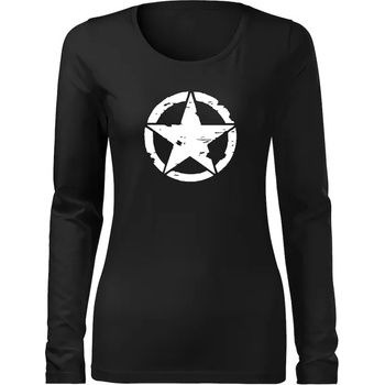 Image 1 of DRAGOWA Slim дамска тениска с дълъг ръкав, Звезда, черна, 160г/м2 (6060)