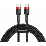Baseus Кабел за данни Type-C към Type-C, 3A, 1m - Baseus Cafule (CATKLF-G91) - Червен / Черен