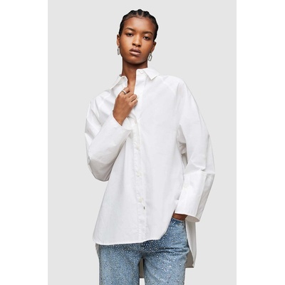 AllSaints Памучна риза AllSaints Evie дамска в бяло със свободна кройка с класическа яка (WH033Z)