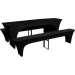 vidaXL 3 Покривки за маса и пейки, разтегателни, черни, 220 х 50 х 80 см (130794)