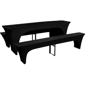 vidaXL 3 Покривки за маса и пейки, разтегателни, черни, 220 х 50 х 80 см (130794)