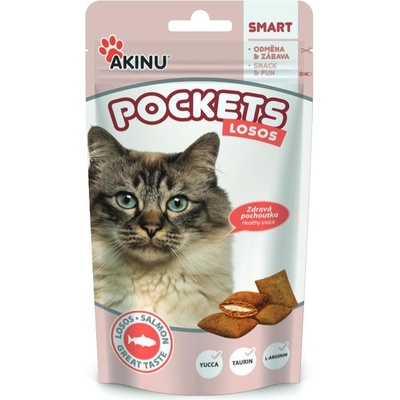 Akinu Pockets lososové polštářky pro kočky 40 g