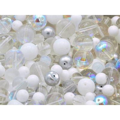 Glass beads, s.r.o. Mix kulaté korálky II. jakost - bílý Balení: 250g