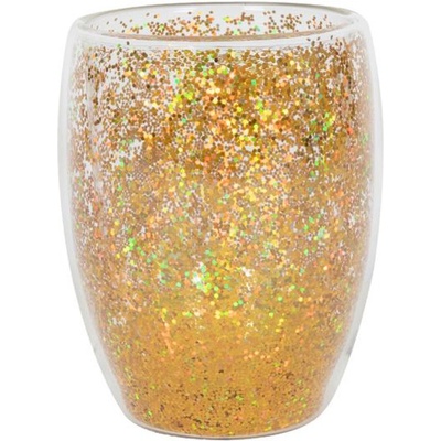 HIT Sklenice s dvojitým sklem zlaté konfety 350 ml