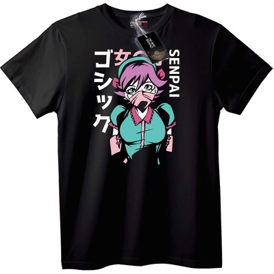NOONEBRAND Тениска Аниме Сенпай - 2XL, Black