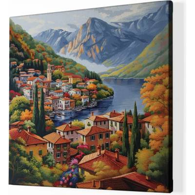 Obraz na plátně - Vesnička u Lago di Iro FeelHappy.cz Vyberte rozměr obrazu (šířka x výška): 40 x 40 cm