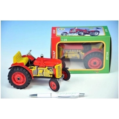 Kovap Traktor Zetor červený na klíček kov 14cm v krabičce 1:25 – Zboží Mobilmania