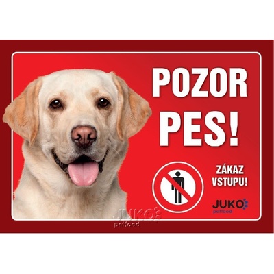 Juko Plastová tabuľa Pozor Pes Labrador svetlý 21 x 14,7 cm