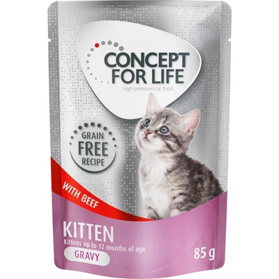 Concept for Life 12х85г Kitten Concept for Life, консервирана храна за котки - говеждо в сос, без зърно