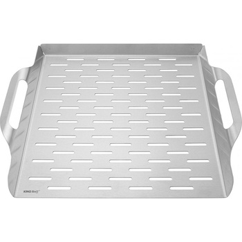 Kinghoff Грил тава за скара/барбекю Kinghoff KH 1917, 37х31 см, Неръждаема стомана, Перфорирана, Високи ръбове, Инокс (9999KH1917)