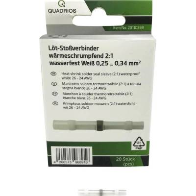 Quadrios 2011C398 krimpovacie spojka 0.25 mm² 0.34 mm² úplne izolované biela 20 ks