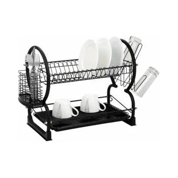 Kinghoff Сушилник за съдове Kinghoff, На 2 нива, 56.5 cm, Приставки за чаши и прибори, Черен, KH 1500