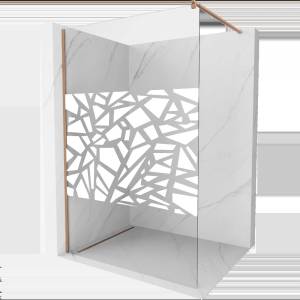Mexen Kioto душ параван Walk-in 100 x 200 cm, бял мотив 8 mm, четкана мед - 800-100-101-65-85 (800-100-101-65-85)