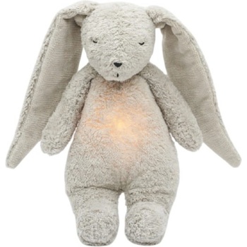 Moonie Мека играчка Moonie Organic 2.0 - Bunny, с нощна лампа и успокояващи звуци, Gray (K-KGR2)