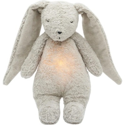 Moonie Мека играчка Moonie Organic 2.0 - Bunny, с нощна лампа и успокояващи звуци, Gray (K-KGR2)