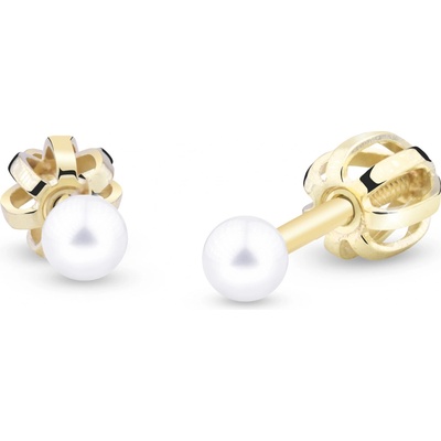 Cutie Jewellery - gold Dokonalé dámské náušnice Z3003 ze zlata na šroubek s přírodní sladkovodní perlou
