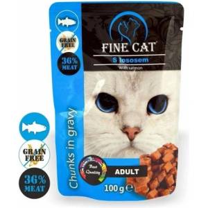 Fine Cat Adult Pouch Salmon 100gr - Беззърнен пауч с месо от сьомга 100гр