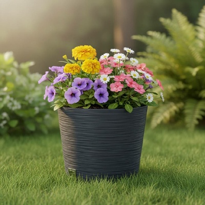 Prosperplast Květináč FURU ROUND 30 cm antracit