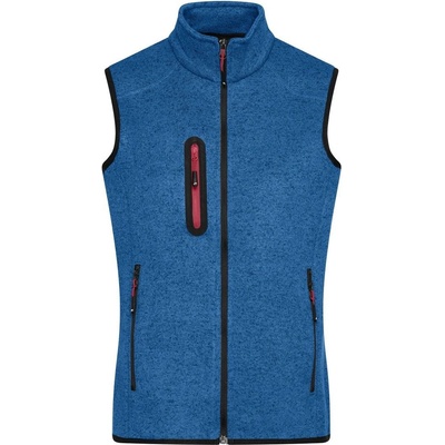 James & Nicholson vesta z pleteného fleecu JN773 lrálovsky modrý melír / červená
