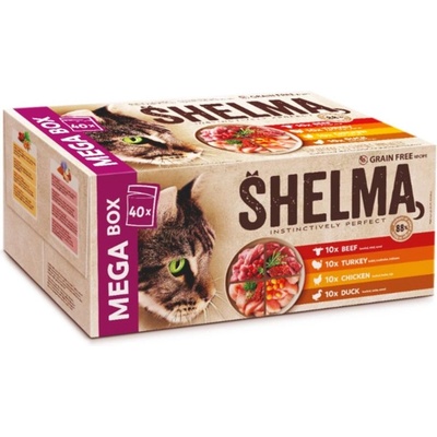 Shelma Cat Консерва 4 вида месо в сос MEGA BOX 40 x 85 г