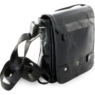 Malý černý pánský kožený crossbag s klopnou 215-1701-60
