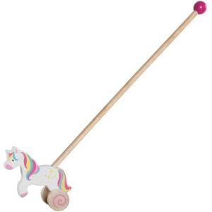 Goki Дървена играчка за бутане Goki - Еднорог (54869)