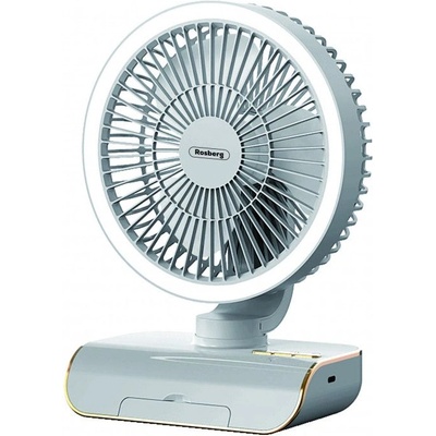 Rosberg Настолен USB вентилатор Rosberg R51760L, 5W, 18 см, 5 скорости, Type-C, Бял (555R51760L)