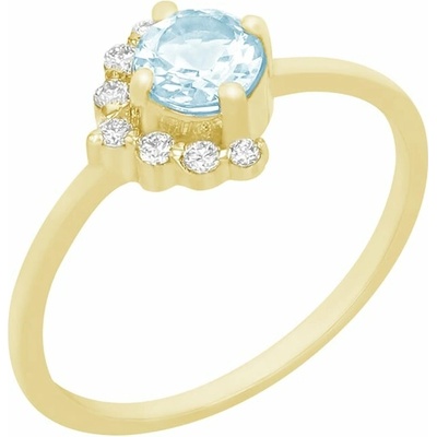 Eppi Zlatý prsten s akvamarínem a diamanty Ammiel R42135