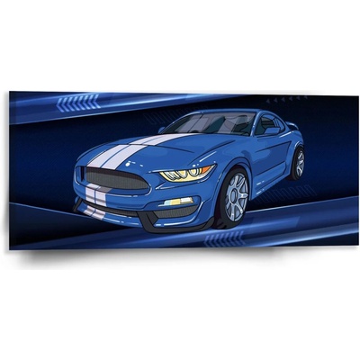 Sablio Obraz Mustang Modré pozadie s pruhmi - 110x50 cm