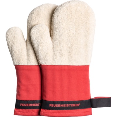 Kuchyňské rukavice BBQ Premium červeno-bílé Feuermeister 9180FM102 pár