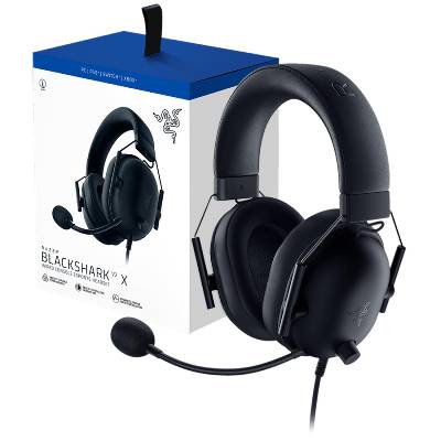 BlackShark V2 X For PlayStation, Wired Console Headset, Black, Tri-Force Drivers 50", Hyperclear Cardoid Mic, leatherette ear cushions for a plush fit and feel (RZ04-03241000-R3G1)