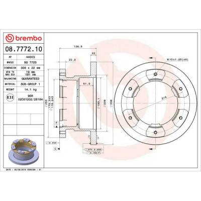 Brzdový kotúč BREMBO 08.7772.10 (08777210)