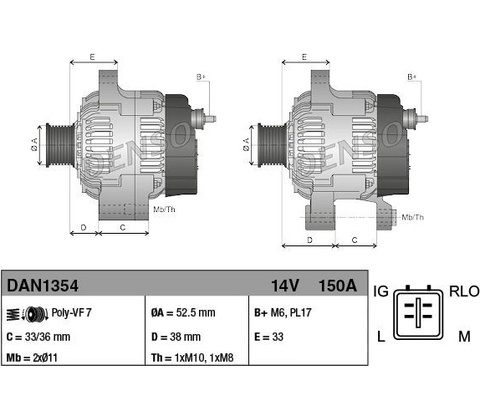 Alternátor DENSO DAN1354