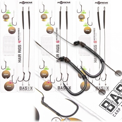 Korda Návazce Basix Hair Rigs Wide Gape Barbless vel.4 25lbs 2ks