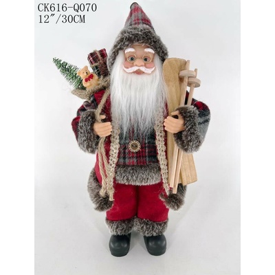 Dekorácia MagicHome Santa, s darčekom, červený, 30 cm