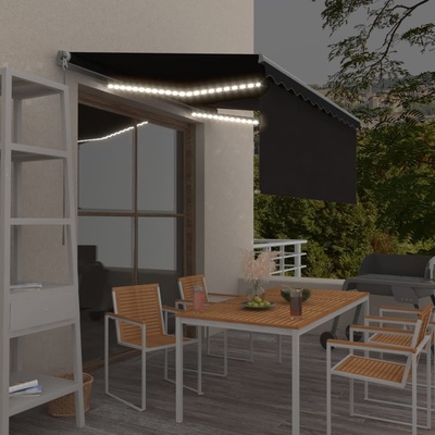 VidaXL Ručně zatahovací markýza s roletou a LED 3,5x2,5 m antracitová