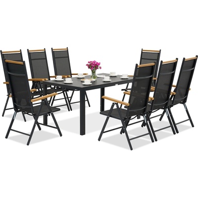 Garden Point Градински мебели от алуминиев polywood Verona Wood Garden Point за 8 души черни (GAP1200-8)