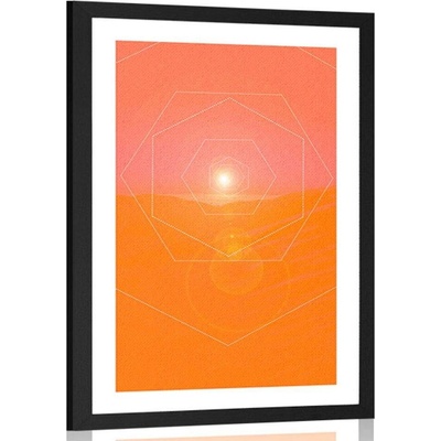 Plakát s paspartou šestiúhelníková abstrakce - 40x60 no frame