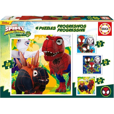Educa - Puzzle 4v1 Spidey and his Amazing Friends Dino - 1 - 39 piese