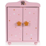 Moni Toys Дървен гардероб за кукли с 3 закачалки розов