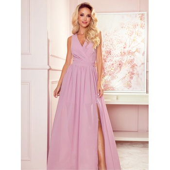 Numoco Дълга рокля с деколте и връзка - мръсно розово Numoco JUSTINE numoco | Rozov | ЖЕНИ | L