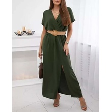 Kesi dámské šaty s páskem 6012F-13 khaki