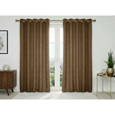 Dekorační vzorovaný závěs s kroužky ELEONORA hnědá 140x250 cm (cena za 1 kus) MyBestHome