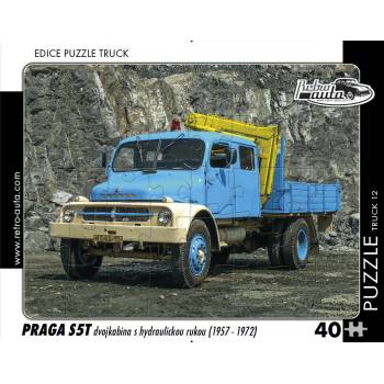 Retro cars - Puzzle TRUCK Praga S5T dvojkabína s hydraulickou rukou (1957-1972) - 40 - 99 piese