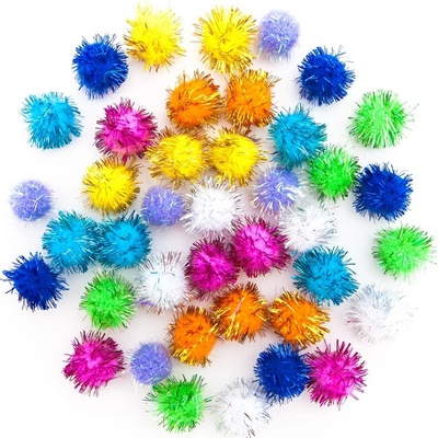 DP Craft Chlupaté metalické kuličky pompom, 40 ks