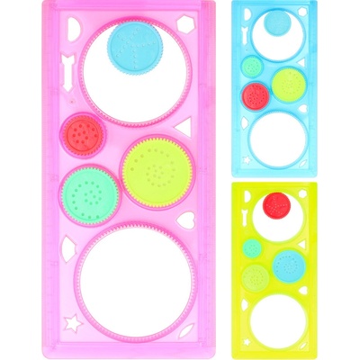 Spirografická šablona pro kreslení různých geometrických tvarů a obrazců směs 3 barev – Zboží Mobilmania