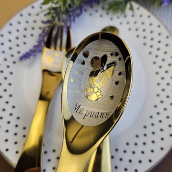 Creatomia Детски прибори за хранене с гравирано име и Мини Маус - Creatomia