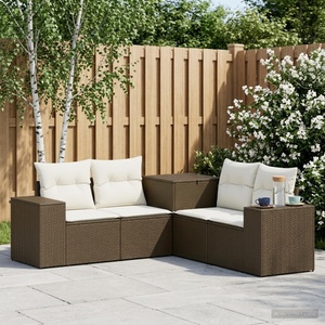 vidaXL Комплект дивани 5 бр. Кафяв и кремаво бял 200 x 200 x 85 см (3447916)