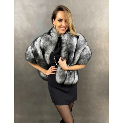 Max Original Leather Kožušinová štóla 2314FF FOX black/white White/black